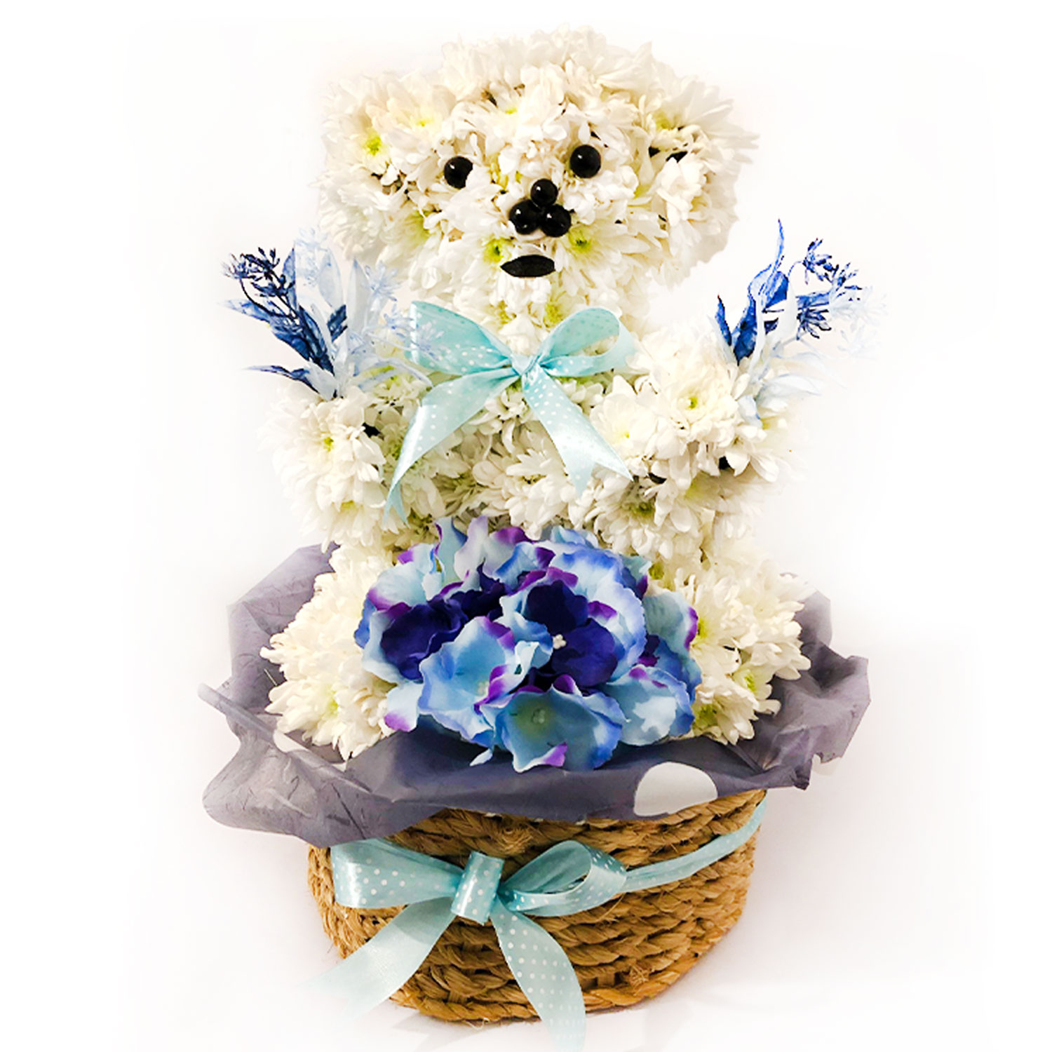 Floral Teddy Bear Basket