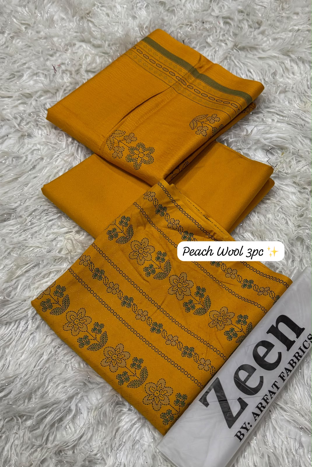 Zeen Peach Wool Printed 3PC Suit - DESIGN 06
