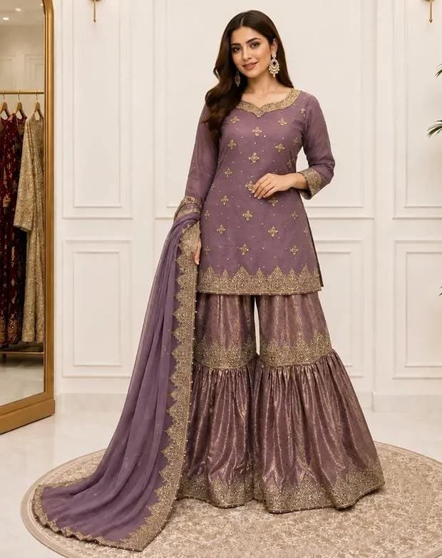 Gharara Bridal Dress - Kora Dabka Work
