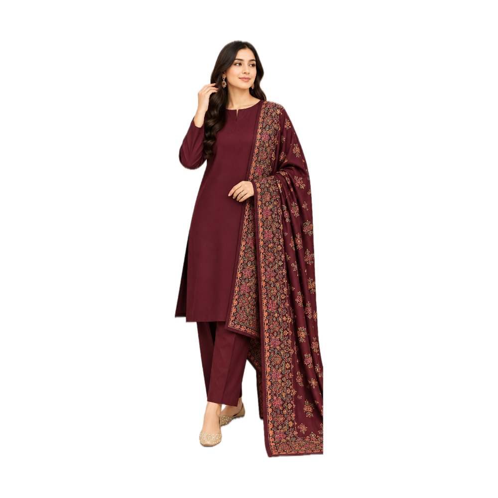 Danak Marina 3 PC Suit - Maroon / Wine