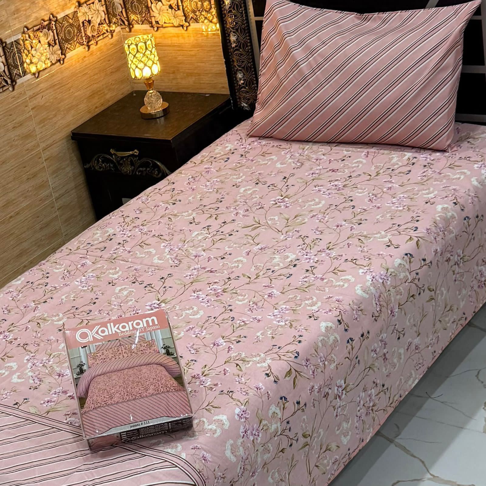 Alkaram 4pc Mix Cotton Single Bedsheet Pair - Design 06