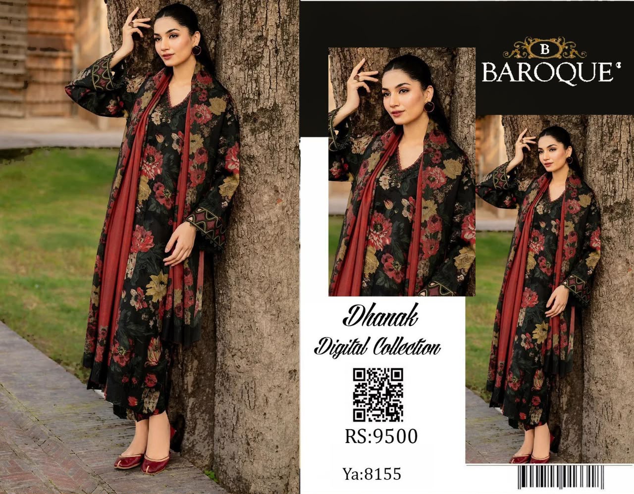 Mix Brand Dhanak Embroidered 3PC Suit - DESIGN 05