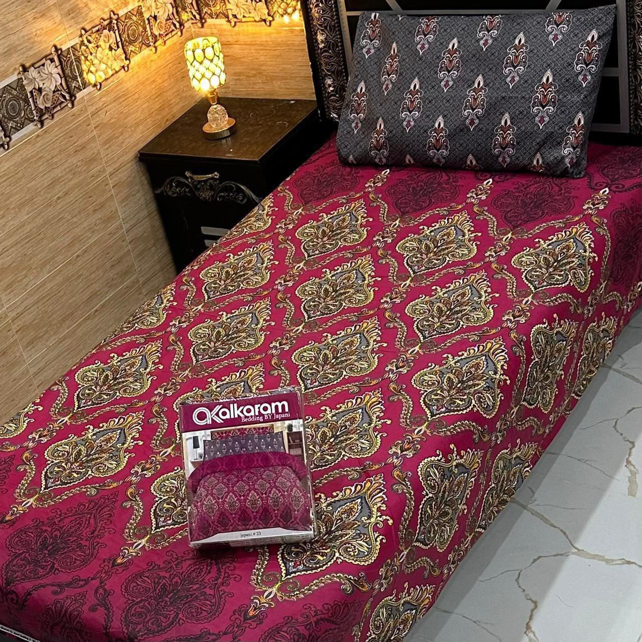 Alkaram 4pc Mix Cotton Single Bedsheet Pair - Design 28
