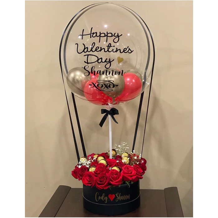 Customized Hot Air Balloon Box with Red Roses