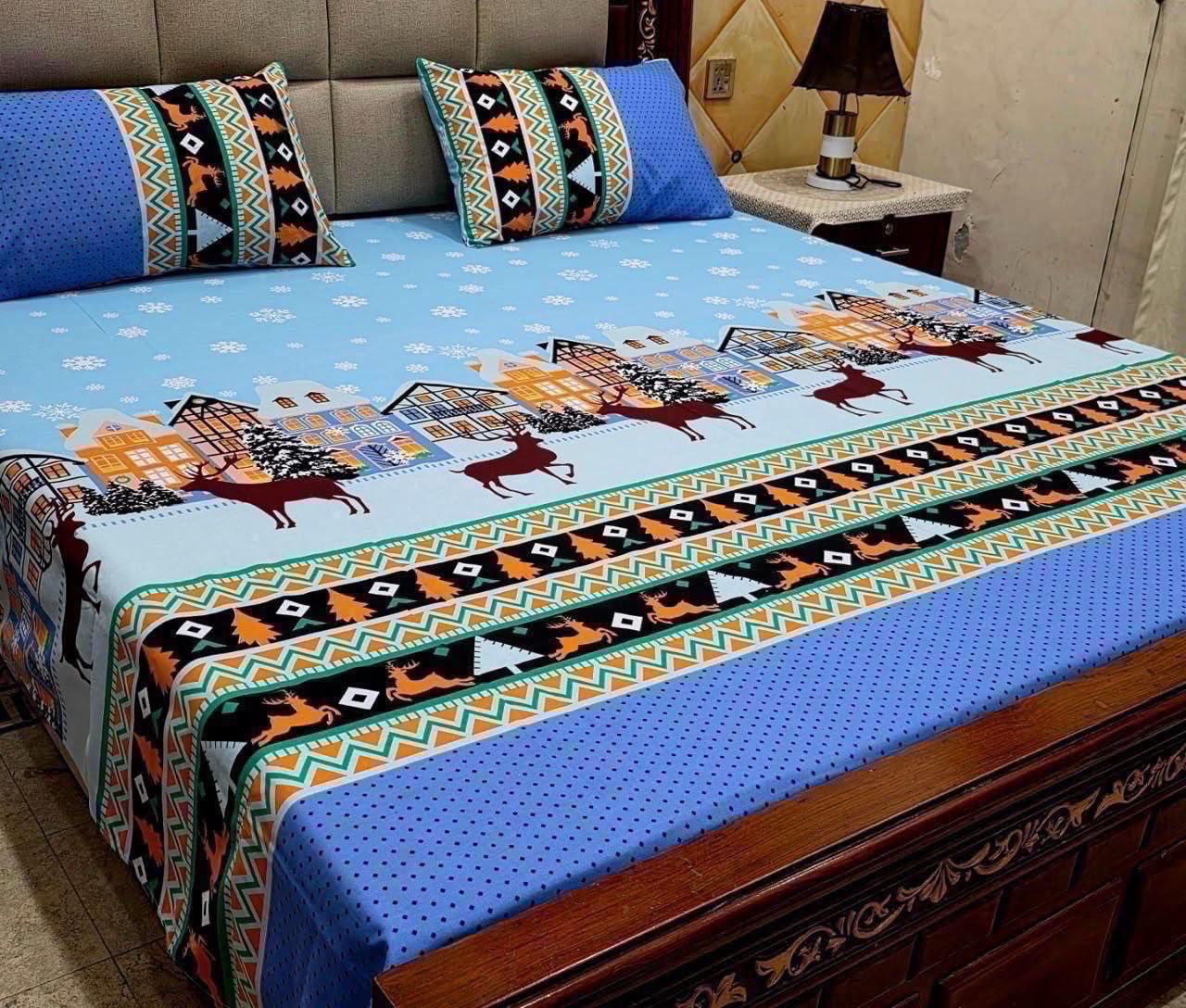 4pc Cotton BedSheet Set 60x90" - Design 7
