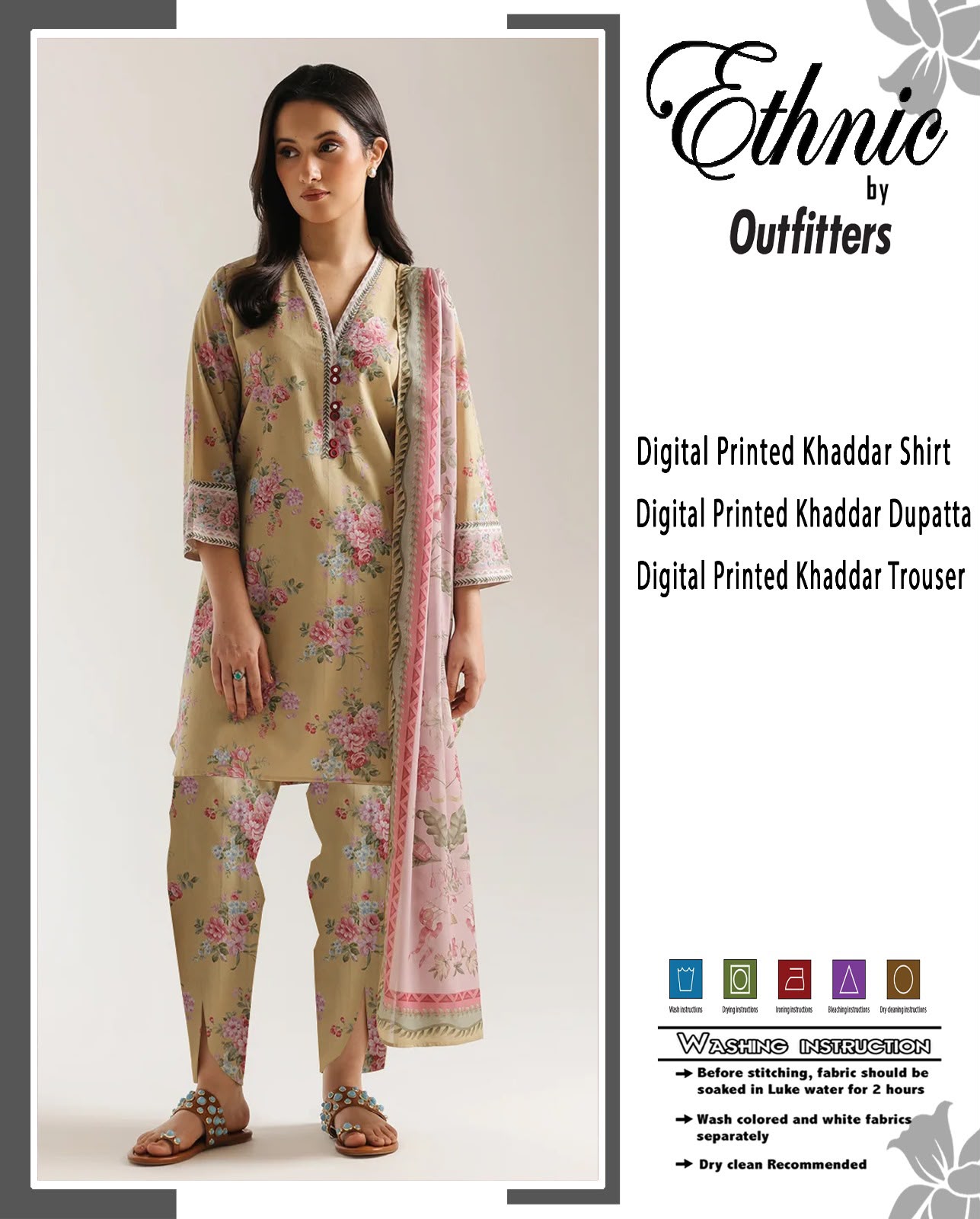 Ethnic Khaddar Printed 3PC Suit - DESIGN 08