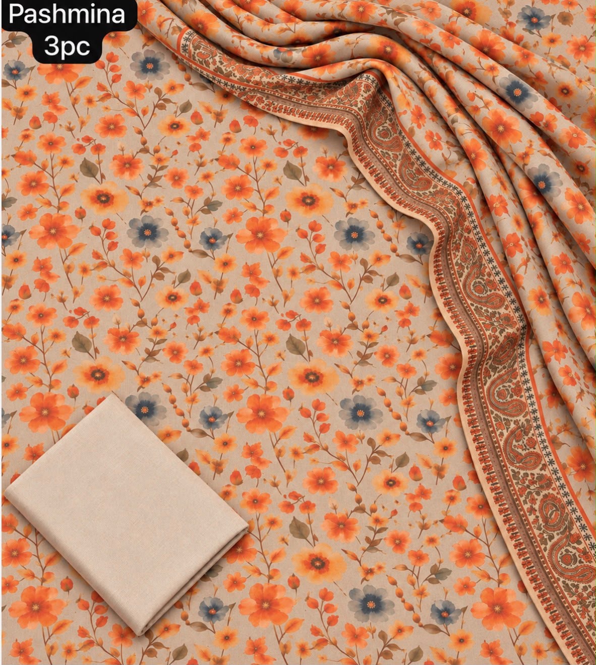 Pashmina Printed 3PC Suit - DESIGN 07