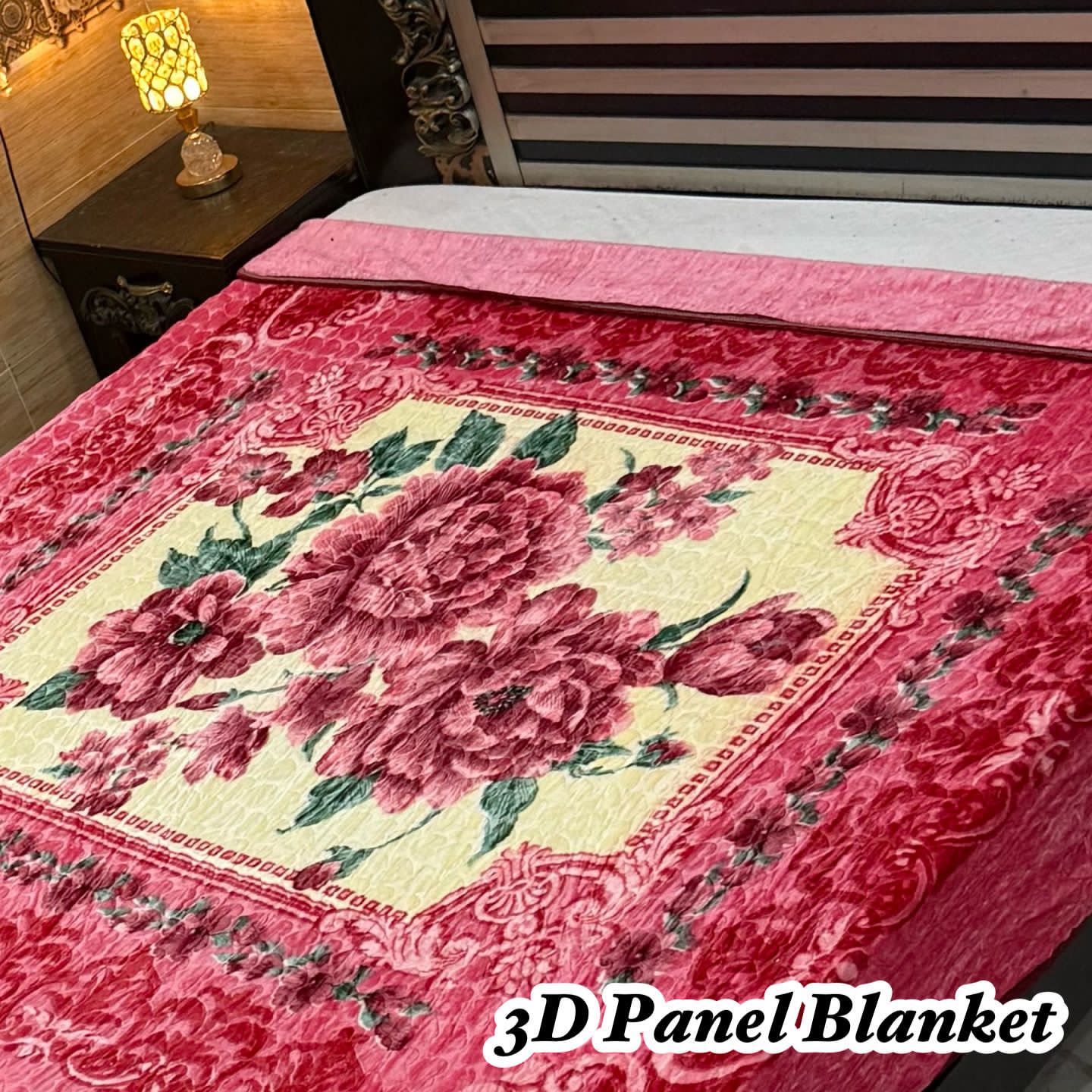 Irani Four Border 3D Panel Embossed Blanket Double Bed - Design 20