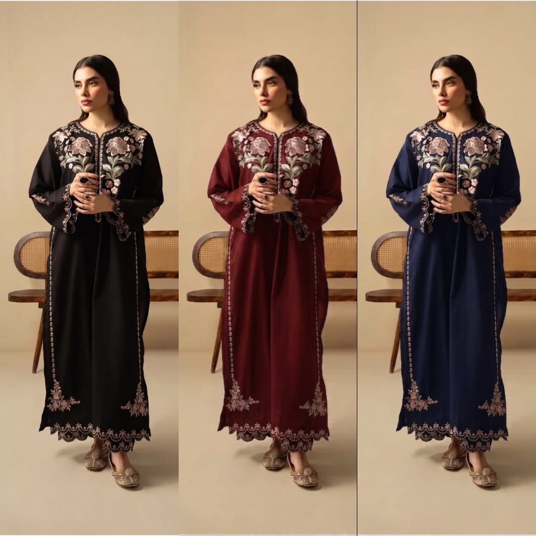 Ethnic Silk Unstitched Embroidered 2PC Suit - DESIGN 01