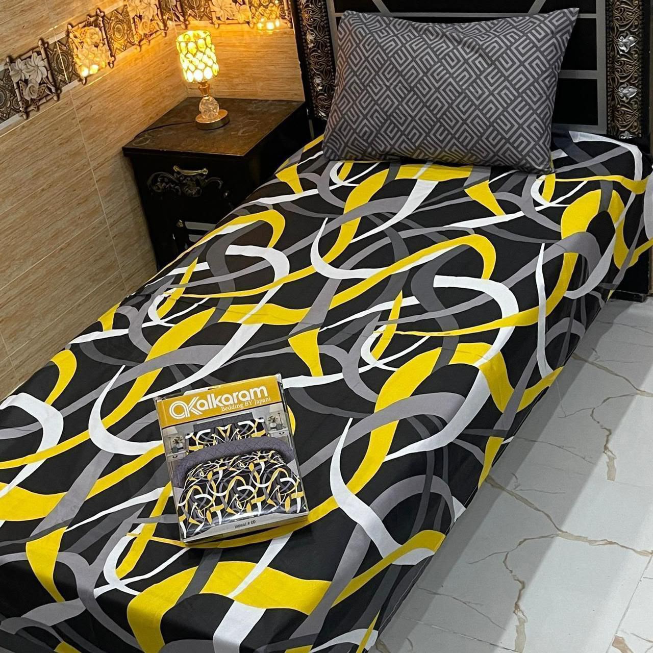 Alkaram 4pc Mix Cotton Single Bedsheet Pair - Design 11