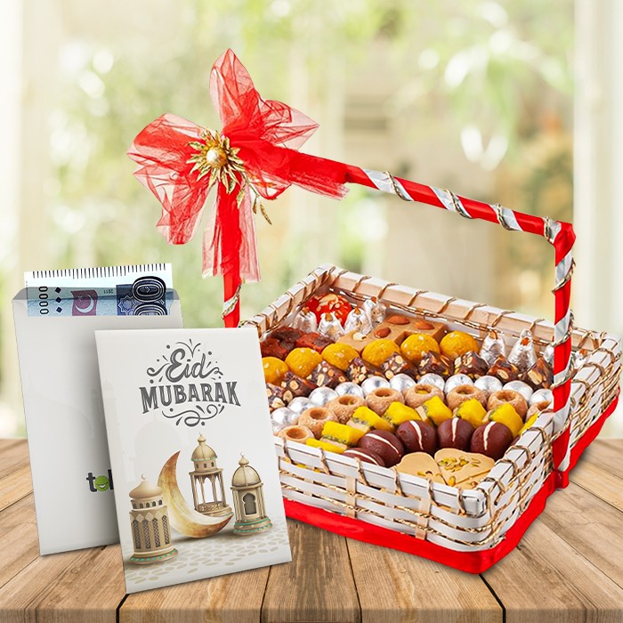 Eid Mubarak Mithai Basket & Eidi Wallet