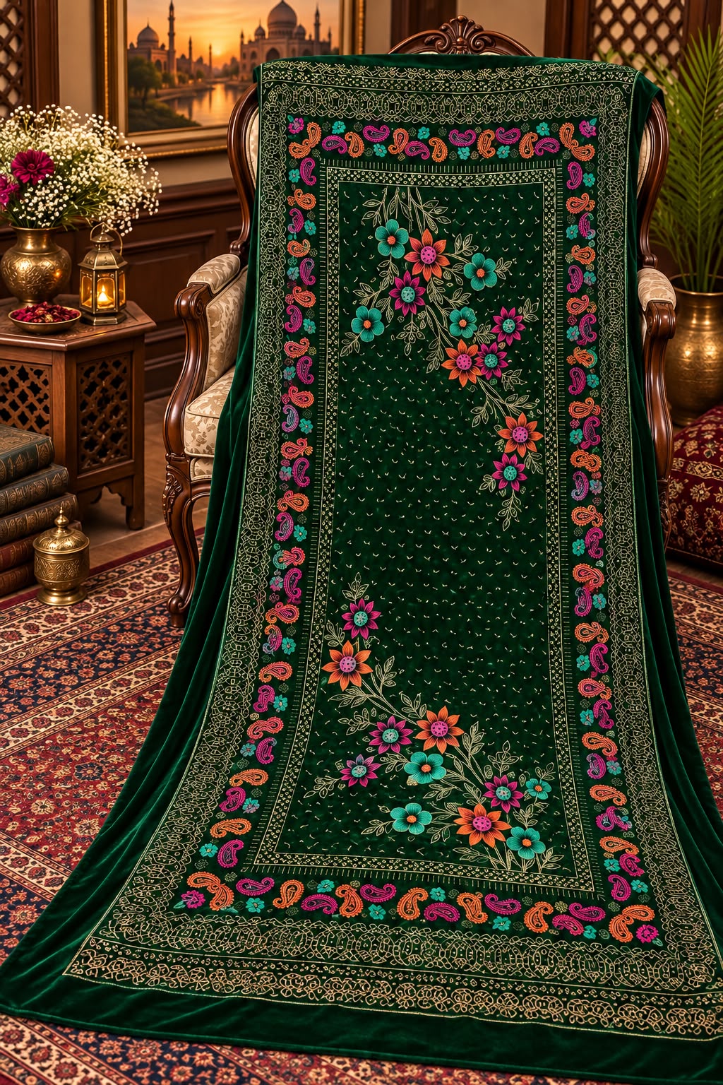 Maria B Velvet Embroidered Shawl - DESIGN 04