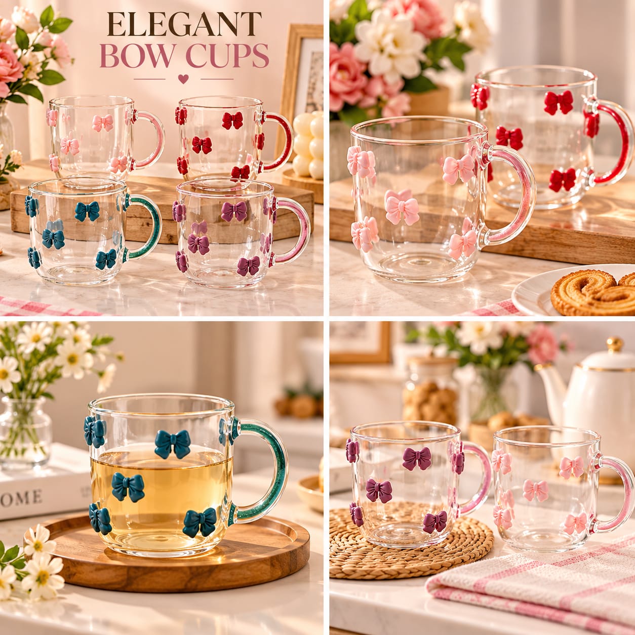 Glass Bow Cup with Colourful Handle FA-1-6