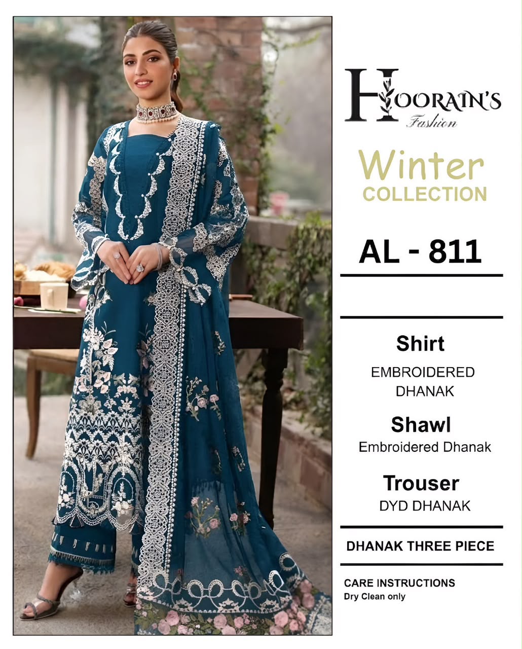 Maria B Dhanak Embroidered 3PC Suit D#AL844 - DESIGN 07
