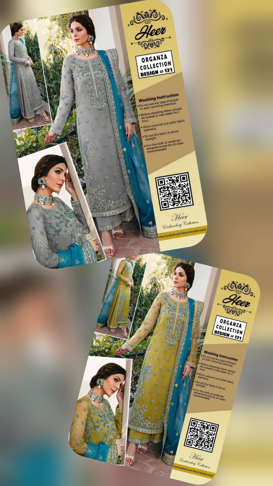 Heer Organza Embroidered 3PC Suit - DESIGN 01