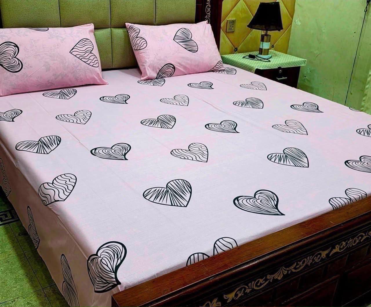 King Size BedSheet 3pc Pure Cotton - Export Quality - Design 4