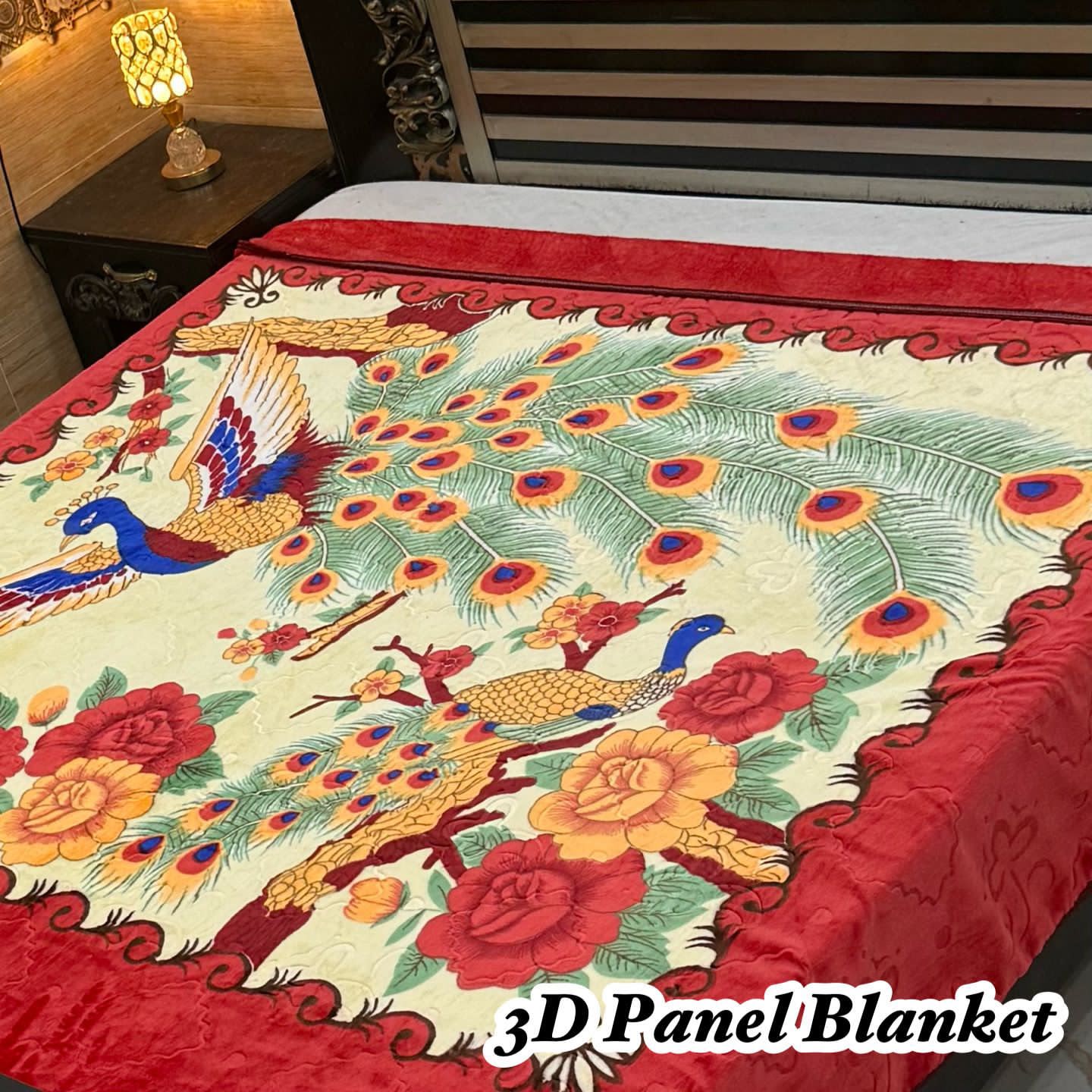 Irani Four Border 3D Panel Embossed Blanket Double Bed - Design 30