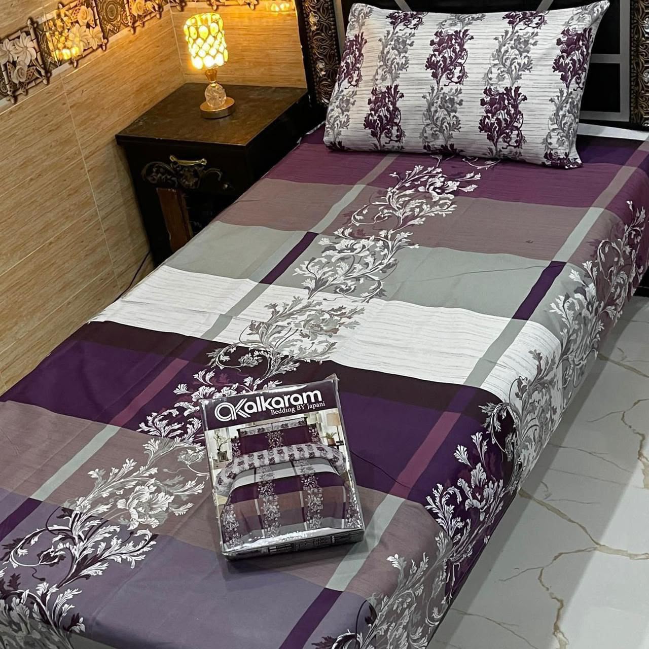 Alkaram 4pc Mix Cotton Single Bedsheet Pair - Design 31