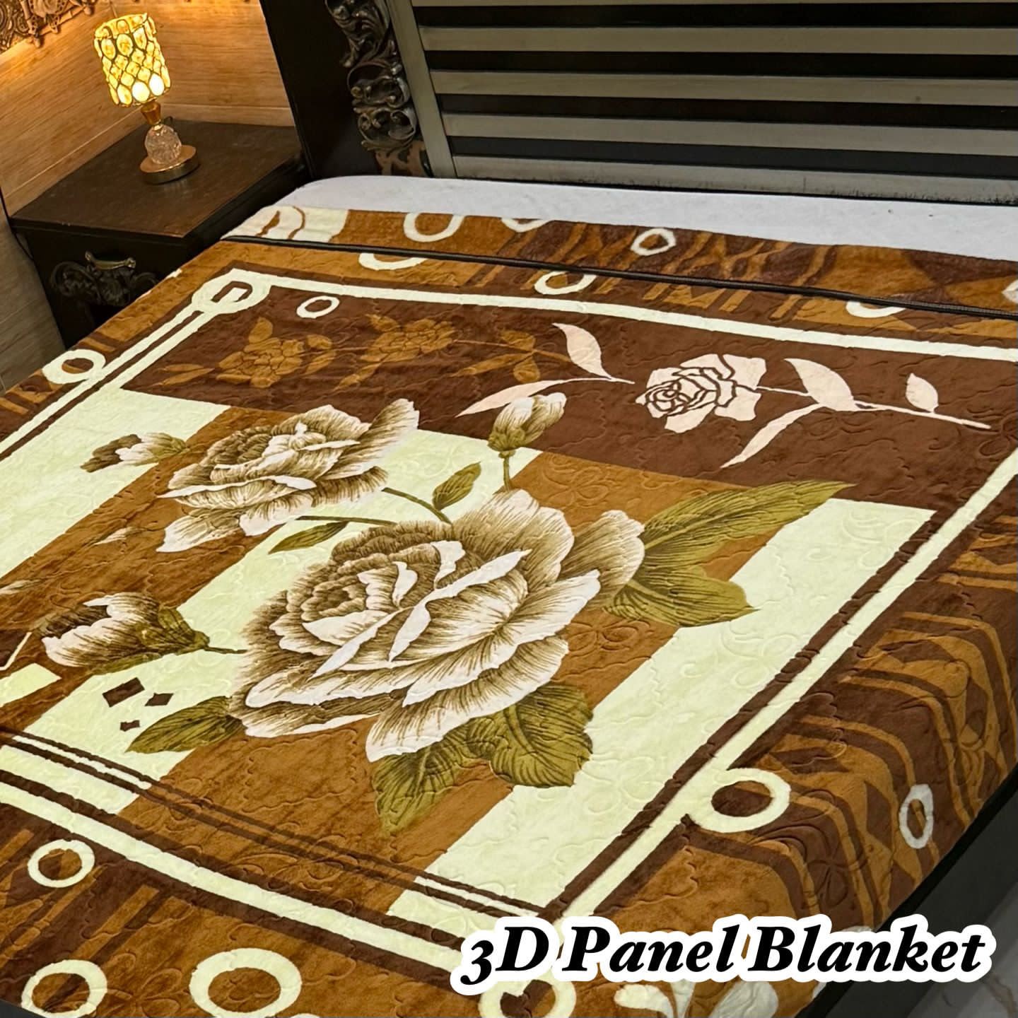 Irani Four Border 3D Panel Embossed Blanket Double Bed - Design 13