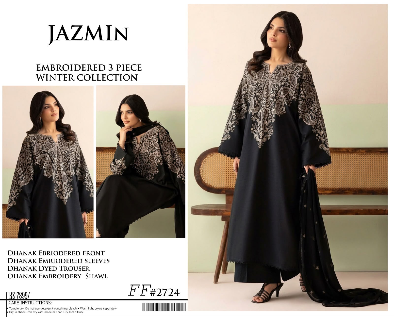 Jazmin Dhanak Embroidered 3PC Suit D#2724 - DESIGN 03