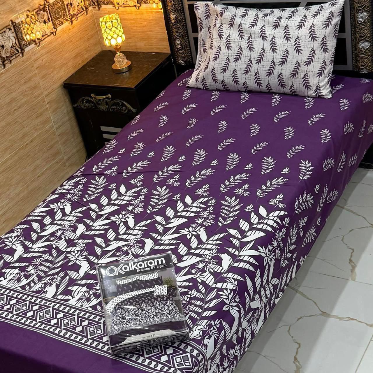 Alkaram 4pc Mix Cotton Single Bedsheet Pair - Design 13