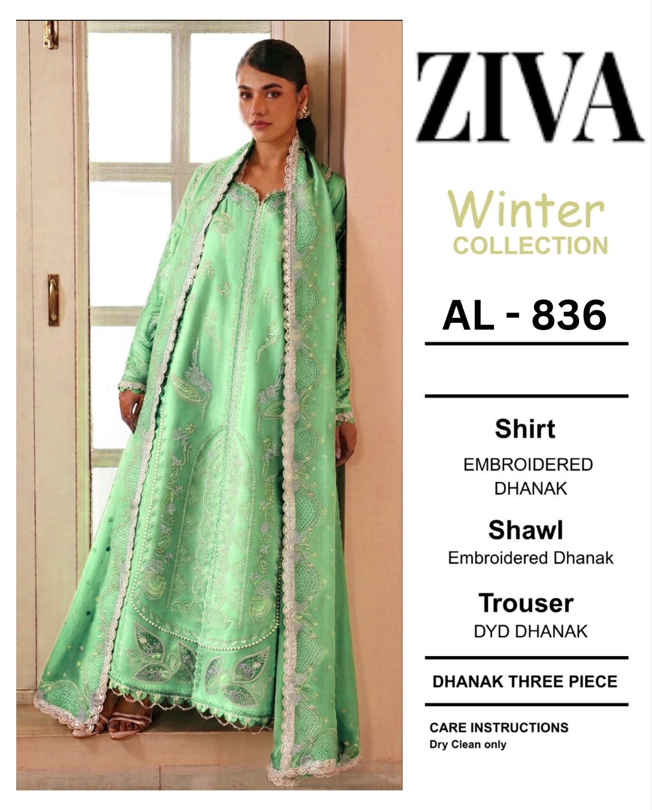 Maria B Dhanak Embroidered 3PC Suit D#AL844 - DESIGN 12