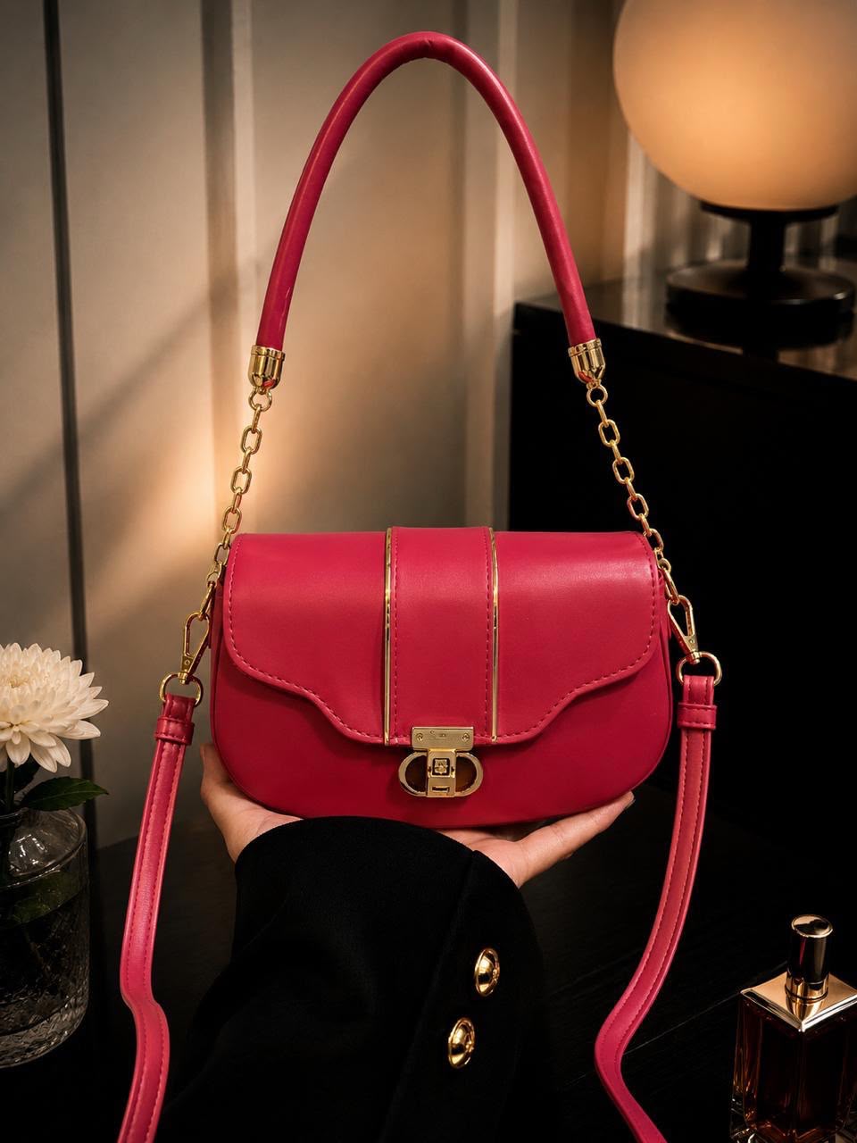 Elegant Shoulder Bag with Gold Detailing - DESIGN 06