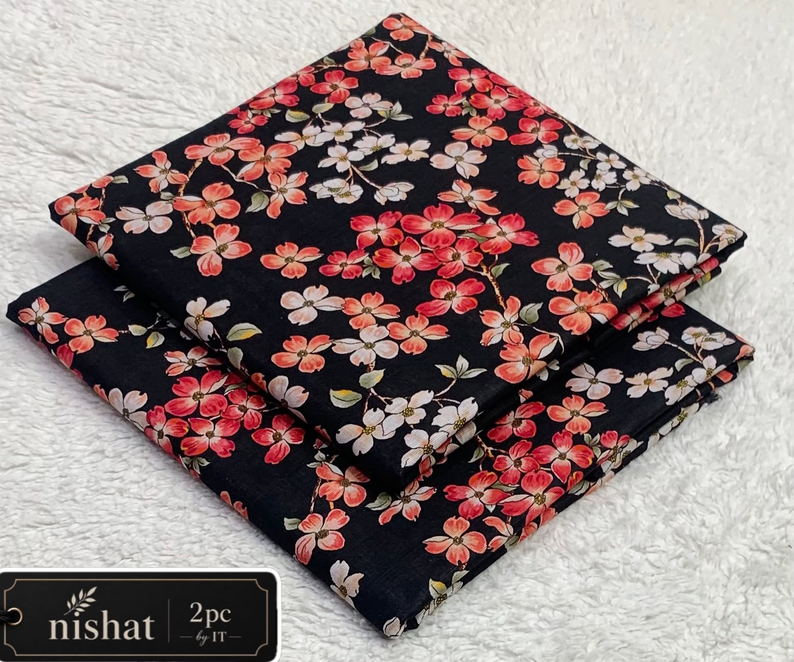 Nishat Allover Khaddar 2pc By It - Black Pink