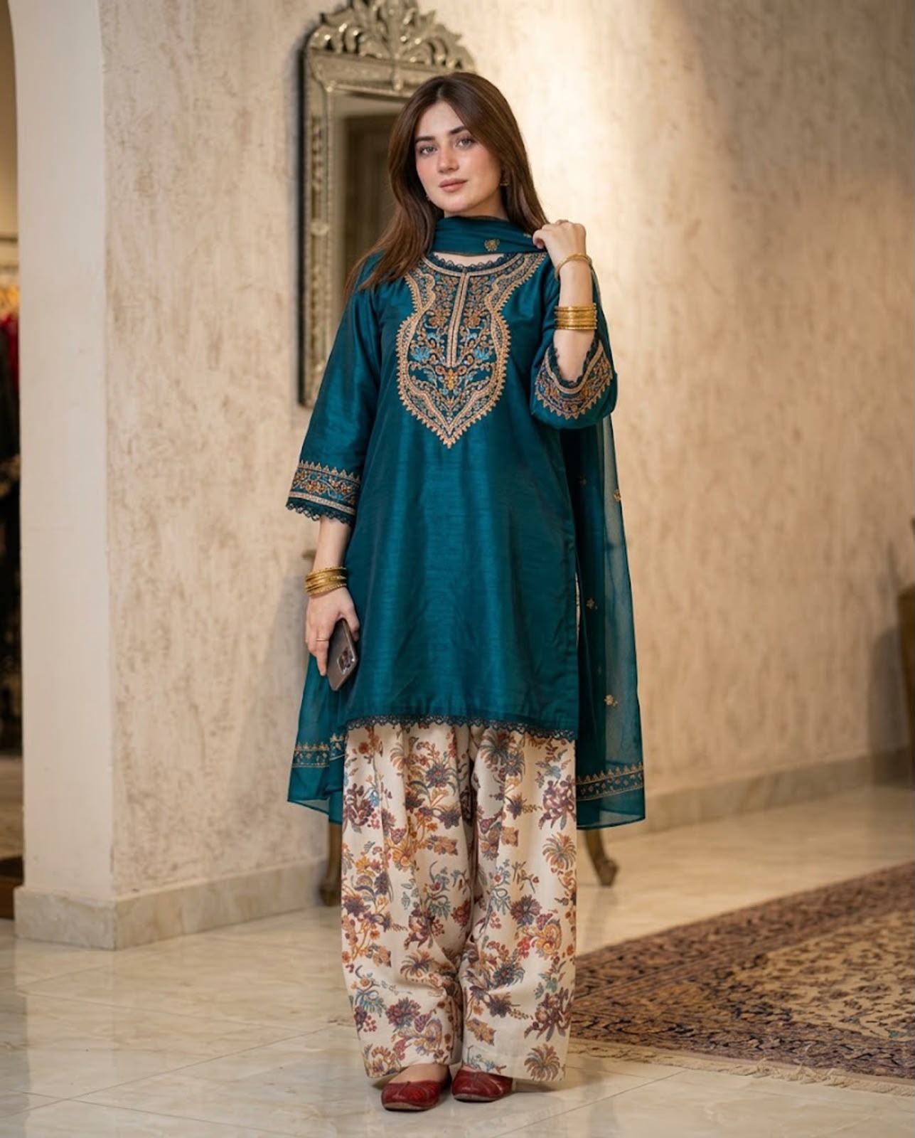 Aneelas Dhanak Embroidered 3PC Suit D#2741 - DESIGN 03