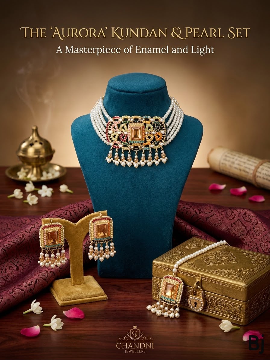 Kundan Choker Set with Earrings and Tika - DESIGN 07