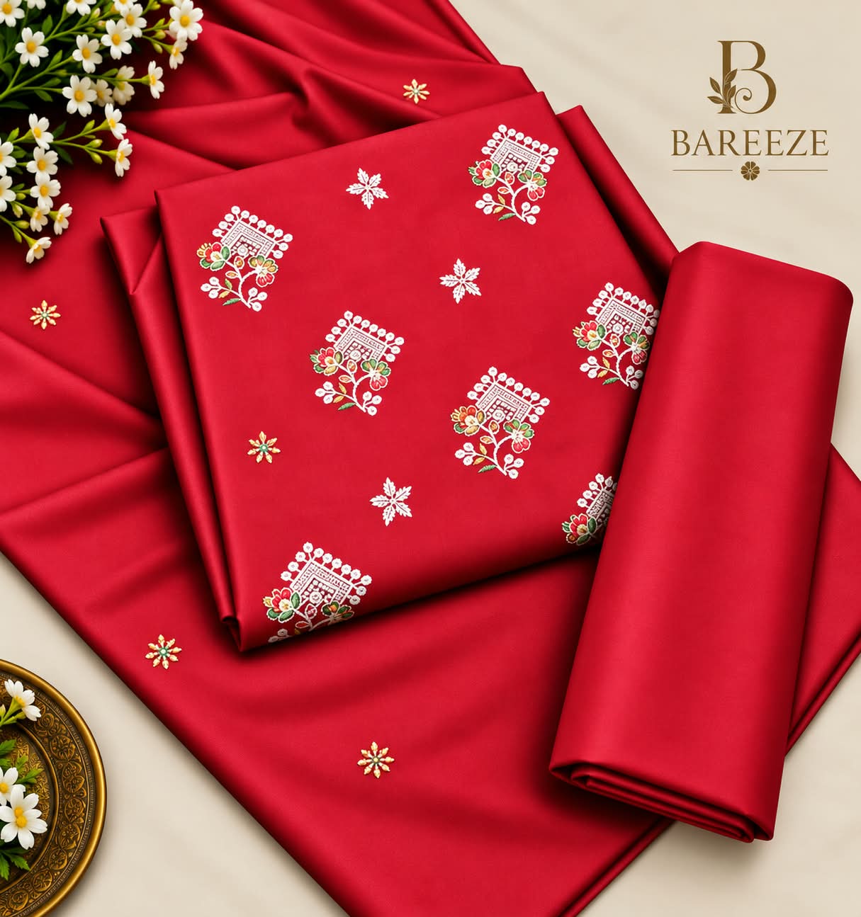 Mix Brands Linen Printed 3PC Suit - DESIGN 04