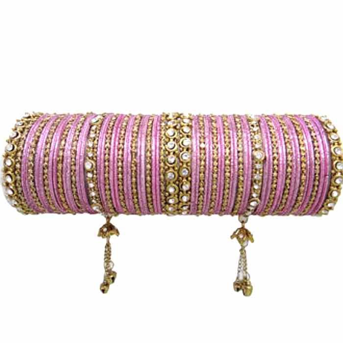 Golden Kara with Baby Pink Choori Sets