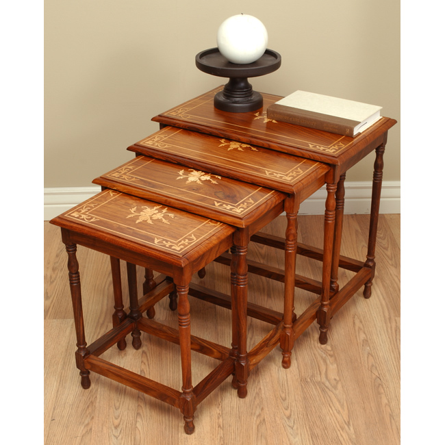 4 Wood Nesting Table Set