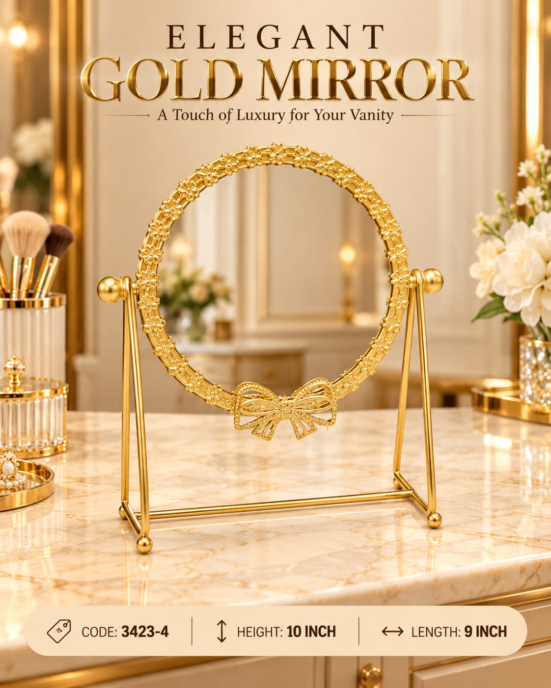 Elegant Gold Table Mirror