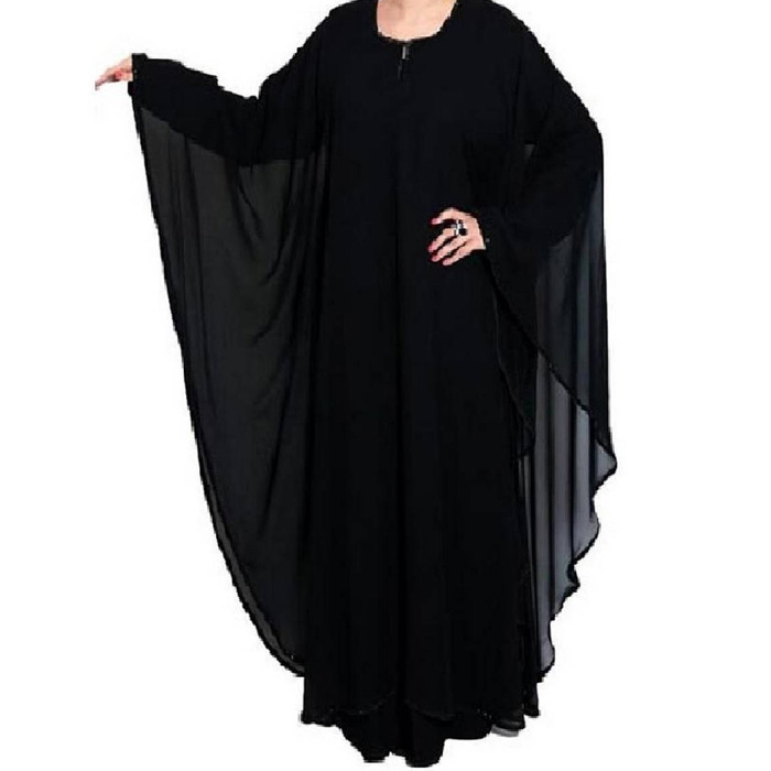 Imported Black Chiffon Double Layer Abaya