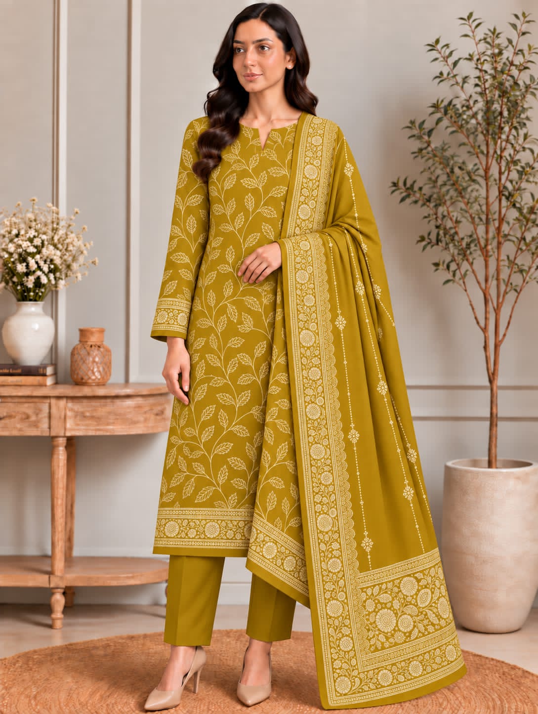 Bonanza Dhanak Printed 3PC Suit - DESIGN 11