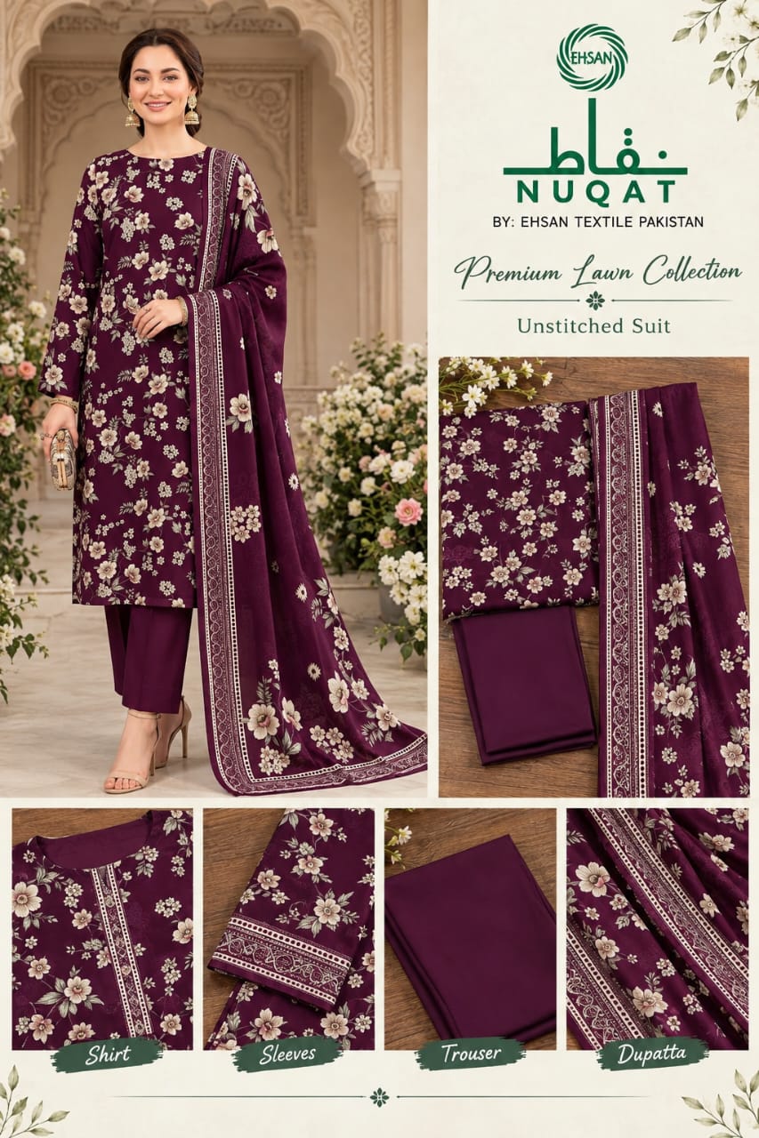 NUQAT by Ehsan Textiles Air Jet Lawn 3pc Vol 9 - DESIGN 04