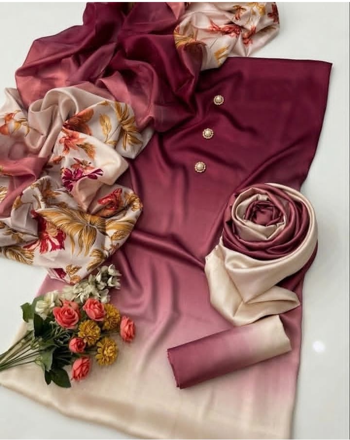 Digital Printed Shamoz Silk 3pc Suit - DESIGN 55
