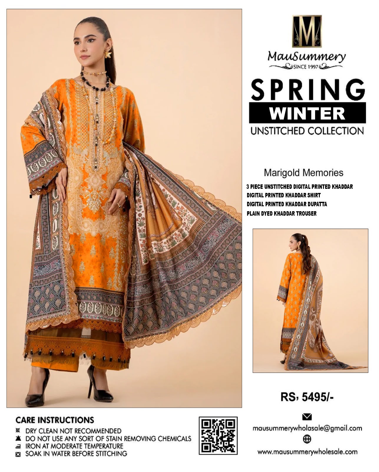 Mausummery Khaddar Printed 3PC Suit - DESIGN 05