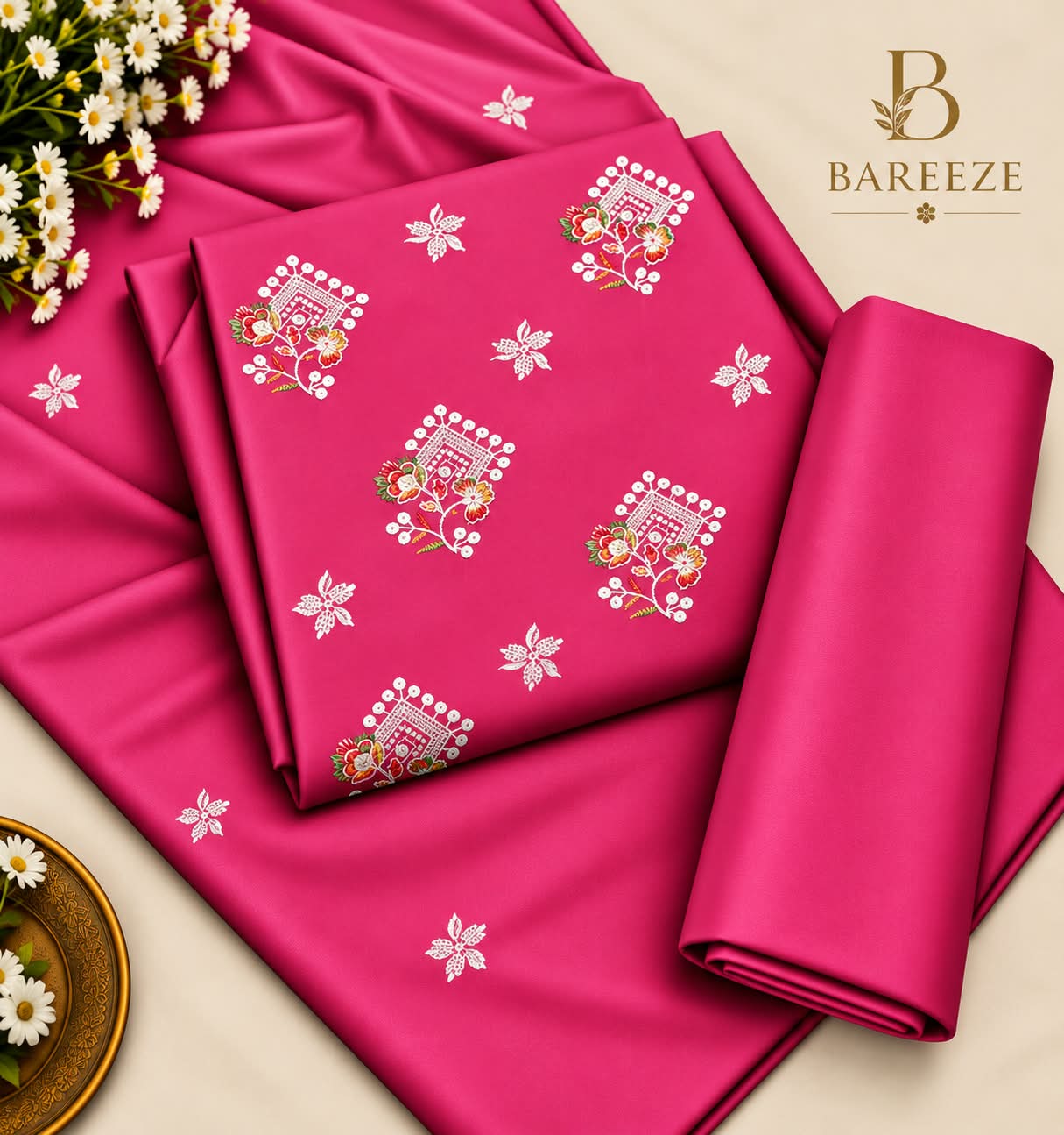 Mix Brands Linen Printed 3PC Suit - DESIGN 03