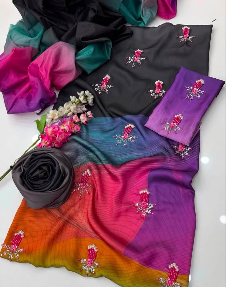 Shamoze Silk Digital Tie And Dye 3pc Premium Version - Multi Ombre