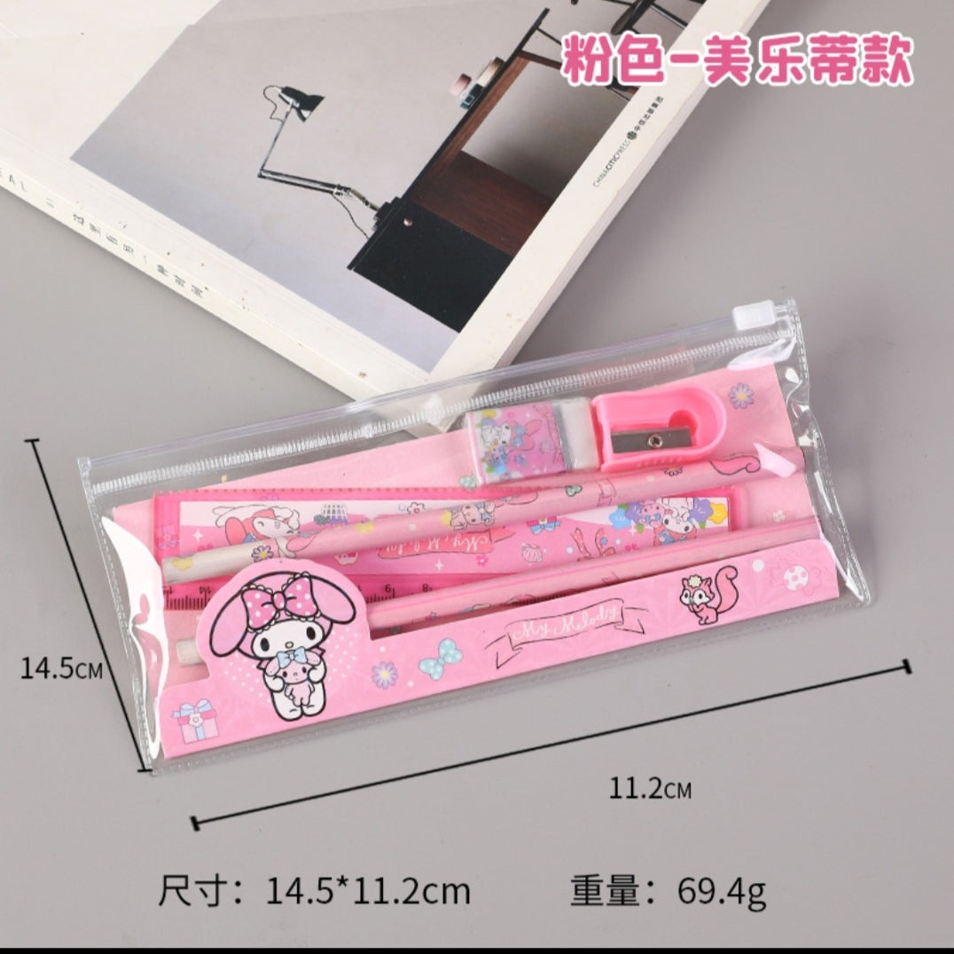 Pencil Pouch with Pencil, Eraser, Sharpener, Ruler