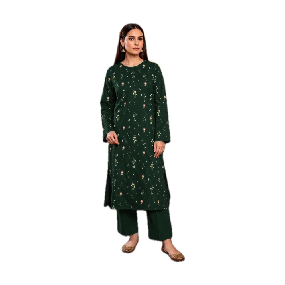 Batik Dhanak 2-Piece Suit - Bottle Green Printed