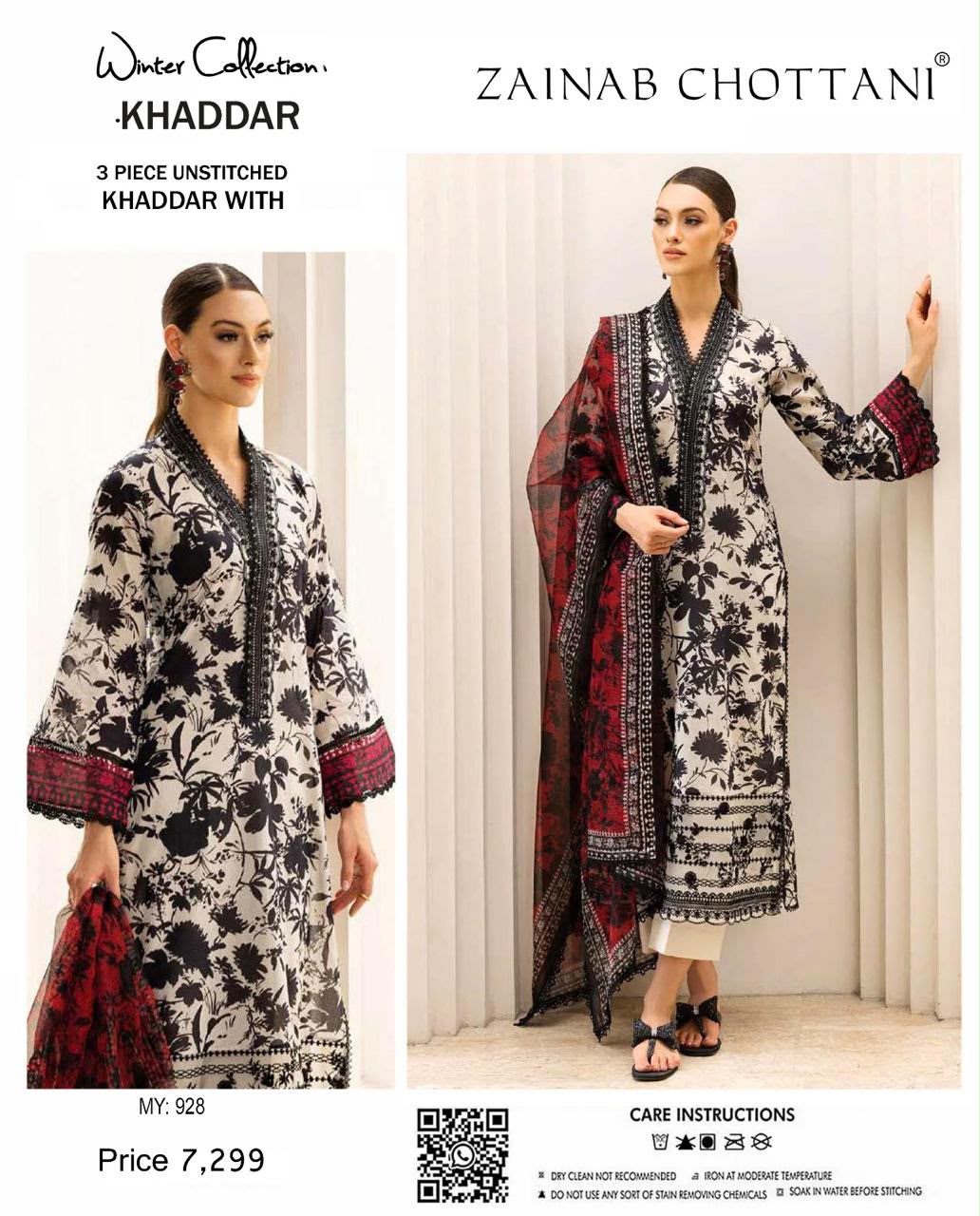 Indian Booti Dhanak Embroidered 3PC Suit - DESIGN 01