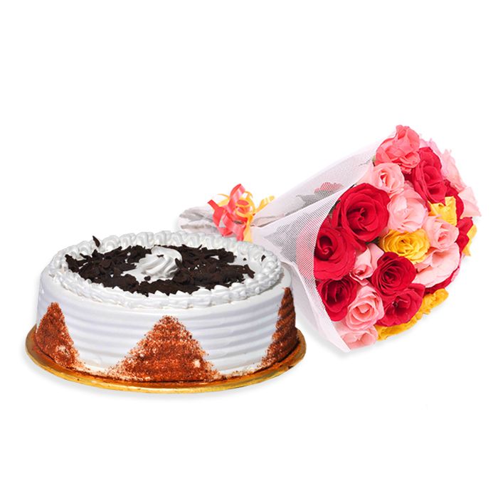 Black Forest Cake with Mix Roses