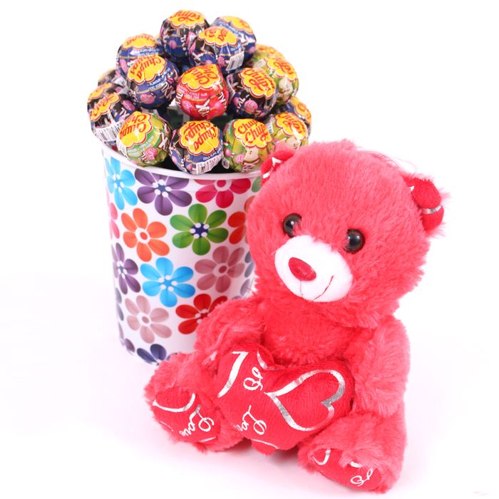 Lolly Bucket With Red Teddy