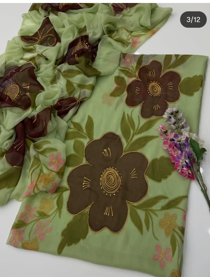 Digital Printed Shamoz Silk 3pc Suit - DESIGN 36