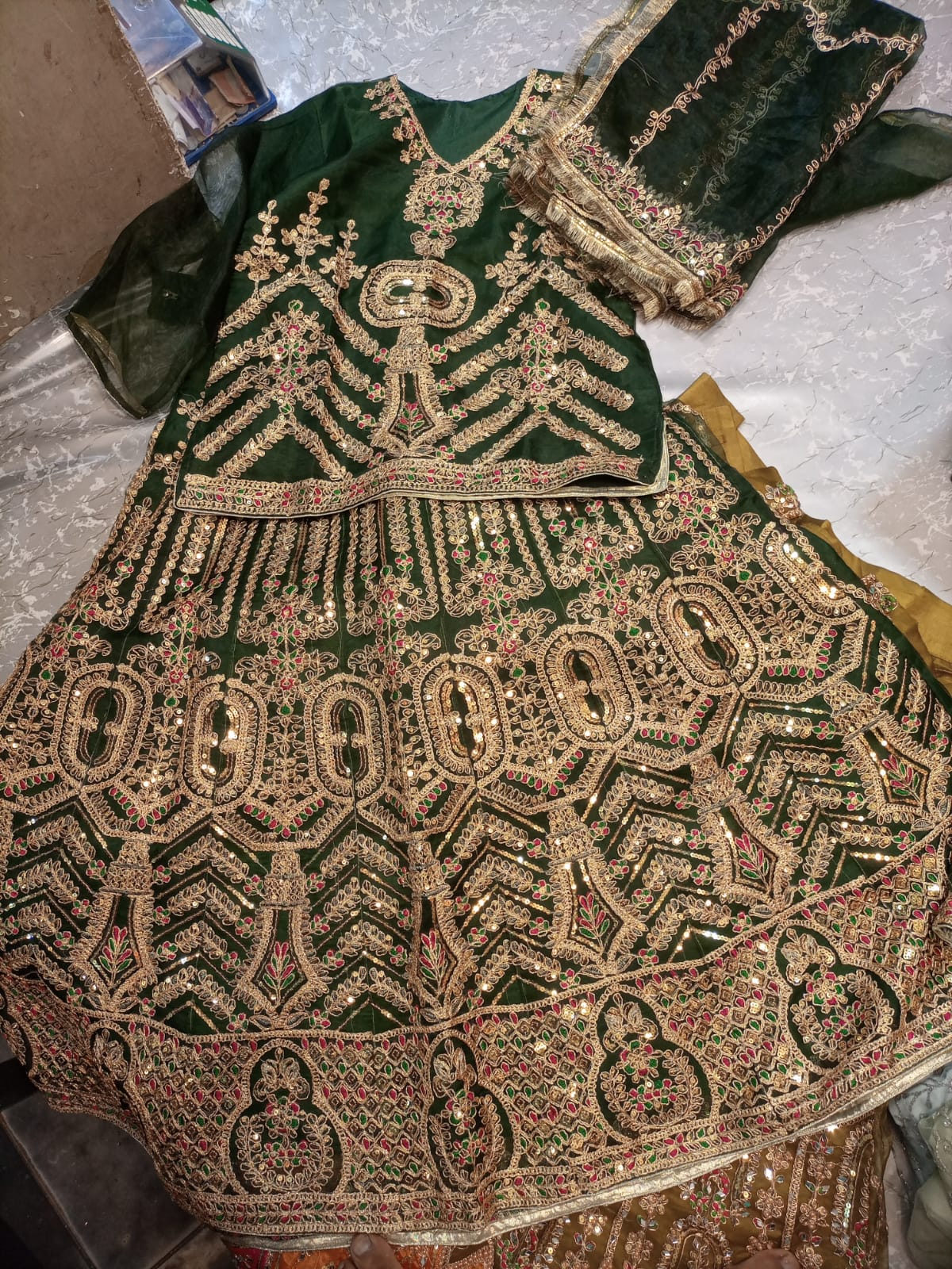 Lehenga choli mehendi mayun gota kinari work stitched(5 colours)