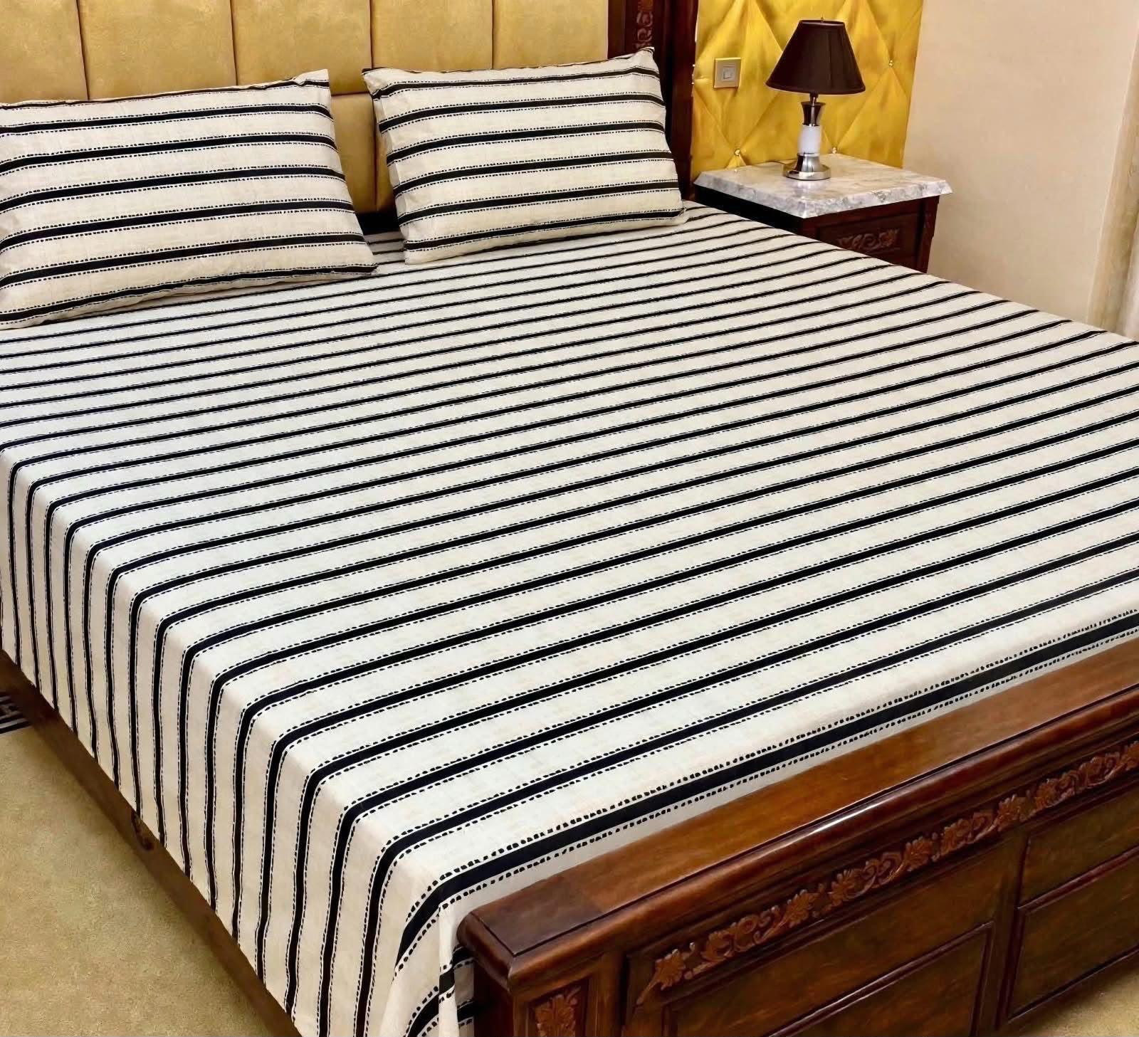 King Size BedSheet 3pc Pure Cotton - Export Quality - Design 14