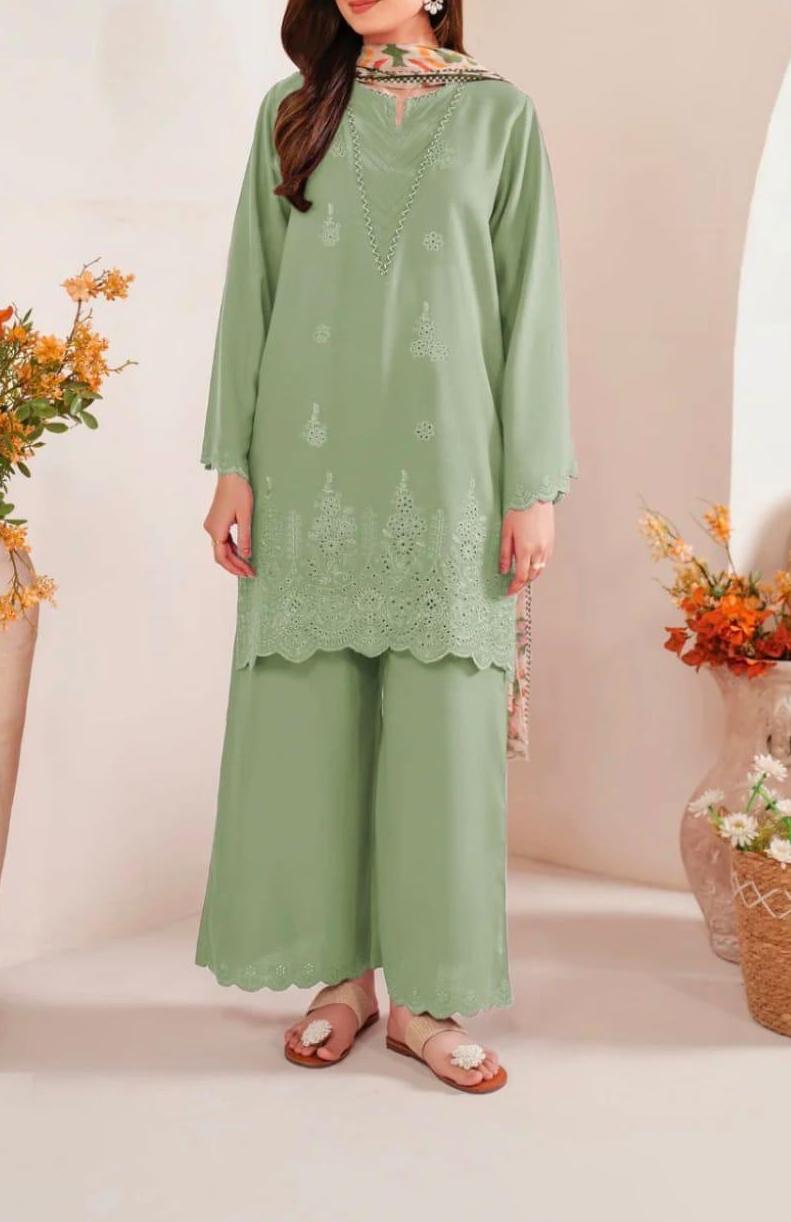 Indian Booti Dhanak Embroidered 2PC Suit - DESIGN 03